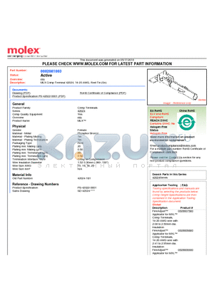 0002081003 datasheet - MLX Crimp Terminal 42024, 14-20 AWG, Reel Tin (Sn)