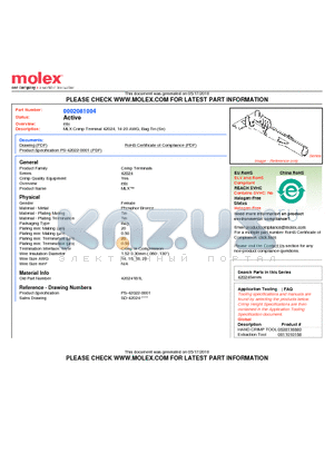 0002081004 datasheet - MLX Crimp Terminal 42024, 14-20 AWG, Bag Tin (Sn)