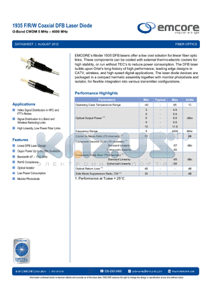 1935R-A-SI-A-1291-SA-06-B datasheet - Coaxial DFB Laser Diode
