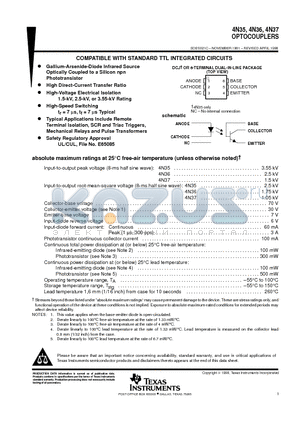 4N35DCJ datasheet - COMPATIBLE WITH STANDARD TTL INTEGRATED CIRCUITS