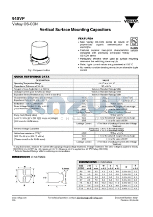 94SVP157X0004C6 datasheet - Vertical Surface Mounting Capacitors