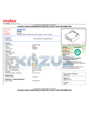 0006023042 datasheet - Flat Blade Appliance Defrost Timer Crimp Housing, 4 Circuit, 4 Circuits