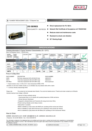 253-930-98-51 datasheet - FILAMENT REPLACEMENT LEDs - T2 Bayonet Cap