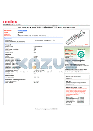 0008030303 datasheet - KK^ Crimp Terminal 4366, 18-24 AWG, Reel Tin (Sn)