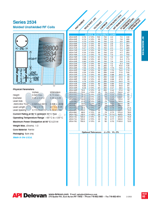 2534-02K datasheet - Molded Unshielded RF Coils