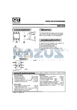 4N39 datasheet - PHOTO SCR OPTOCOUPLERS