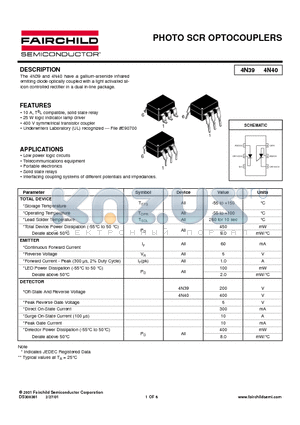 4N39 datasheet - PHOTO SCR OPTOCOUPLERS