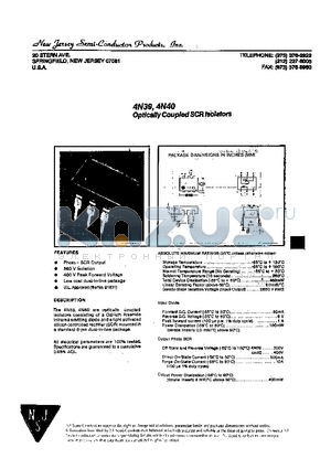 4N39 datasheet - Optically Coupled SCR Isolators