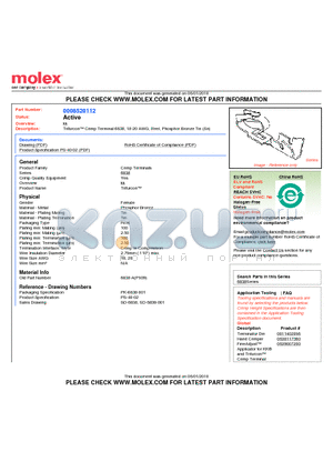 0008520112 datasheet - Trifurcon Crimp Terminal 6838, 18-20 AWG, Reel, Phosphor Bronze Tin (Sn)