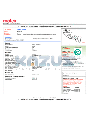 0008520124 datasheet - Trifurcon Crimp Terminal 7258, 22-26 AWG, Reel, Phosphor Bronze Tin (Sn)