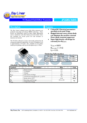 4N600T datasheet - N-Channel Field Effect Transistor
