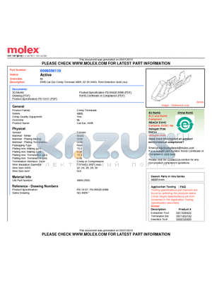 0008550110 datasheet - KK^ Cat Ear Crimp Terminal 4809, 22-30 AWG, Reel Selective Gold (Au)