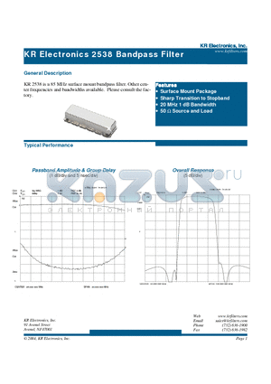 2538 datasheet - Bandpass Filter