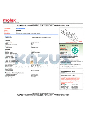 0008650805 datasheet - KK^ Cat Ear Crimp Terminal 41572, Bag Tin (Sn)