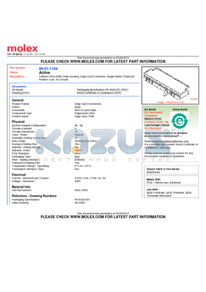 0009-01-1108 datasheet - 3.96mm Pitch KK^ Crimp Housing, Edge Card Connector, Single-Sided, Polarized,