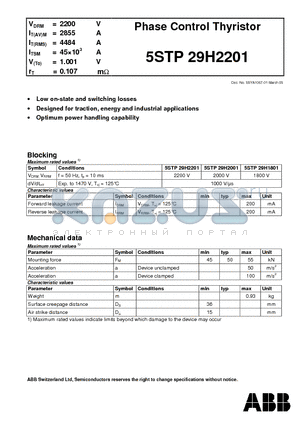 5STP29H1801 datasheet - Phase Control Thyristor