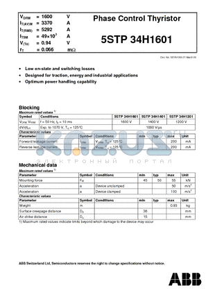 5STP34H1201 datasheet - Phase Control Thyristor