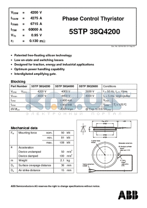 5STP38Q4000 datasheet - Phase Control Thyristor