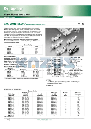 354006-GY datasheet - Fuse Blocks and Clips - For 3AG Fuses