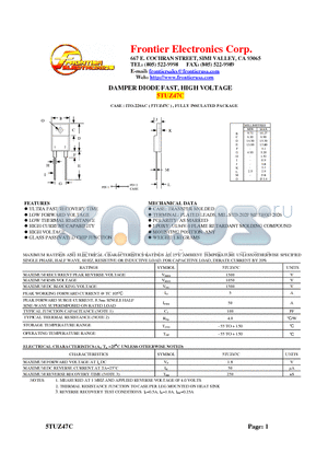 5TUZ47C datasheet - DAMPER DIODE FAST, HIGH VOLTAGE