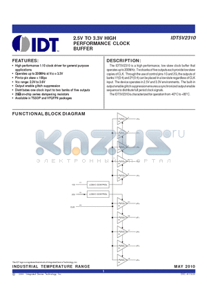 5V2310NRGI8 datasheet - 2.5V TO 3.3V HIGH PERFORMANCE CLOCK BUFFER