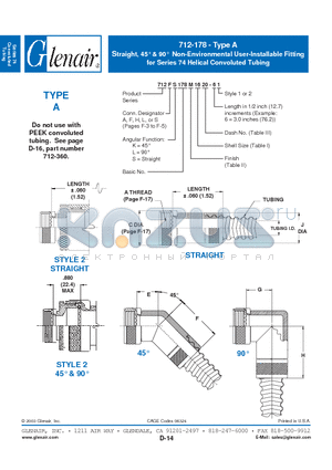 712SL178M16 datasheet - Non-Environmental User-Installable Fitting