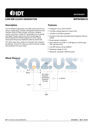 5V50015PGG8 datasheet - LOW EMI CLOCK GENERATOR