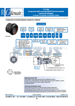 713-356 datasheet - Composite Self-Locking EMI/RFI Environmental Connector Adapter for Series 72 Annular Convoluted Tubing