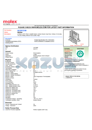 71308-0018N datasheet - 2.54mm (.100) Pitch C-Grid^ Header, Surface Mount, Dual Row, Vertical, 18 Circuits, Tin (Sn) Plating, without PCB Locator Pegs