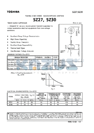5Z27 datasheet - SILICON DIFFUSED JUNCTION (POWER SURGE SUPPRESSOR)