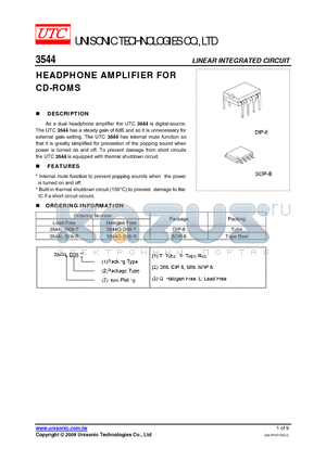 3544L-D08-T datasheet - HEADPHONE AMPLIFIER FOR CD-ROMS