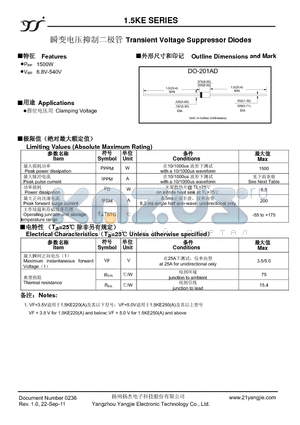 1.5KE30A datasheet - Transient Voltage Suppressor Diodes