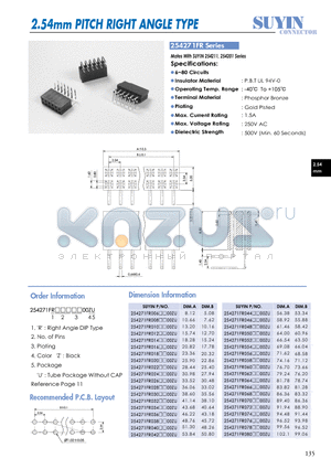 254271FR datasheet - 2.54mm PITCH RIGHT ANGLE TYPE