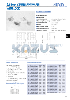 254171MR datasheet - 2.54mm CENTER PIN WAFER WITH LOCK