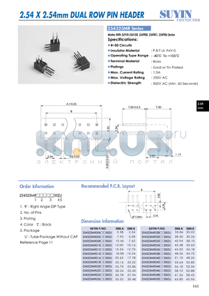 254323MR datasheet - 2.54 X 2.54mm DUAL ROW PIN HEADER