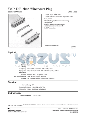 3548-1000 datasheet - 3M D Ribbon Wiremount Plug