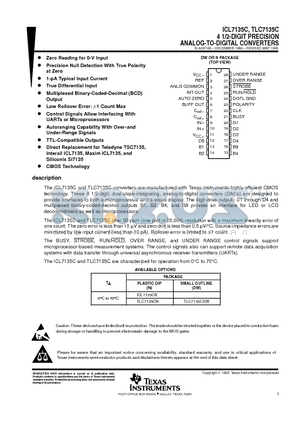 7135CN datasheet - 4 1/2-DIGIT PRECISION ANALOG-TO-DIGITAL CONVERTERS