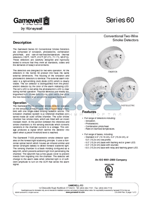 71393 datasheet - Conventional Two-Wire Smoke Detectors