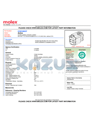 194180037 datasheet - MX150L 12 Circuit Receptacle for 14-16 AWG Wire, without CPA