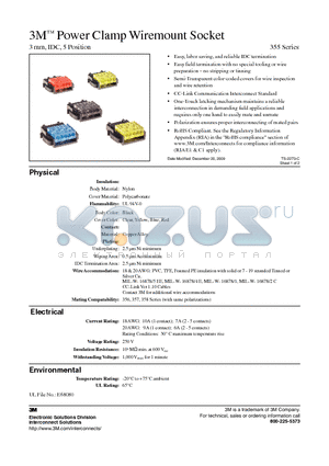 355 datasheet - 3M Power Clamp Wiremount Socket