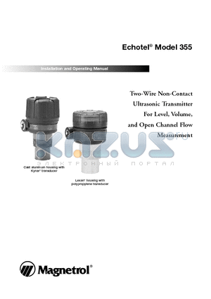 355-510A-10R datasheet - Two-Wire Non-Contact Ultrasonic Transmitter For Level, Volume, and Open Channel Flow Measurement