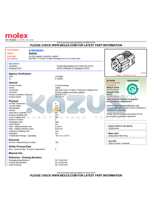 194320001 datasheet - MX150L 4 Circuit Female Receptacle for 10-12 AWG Wire