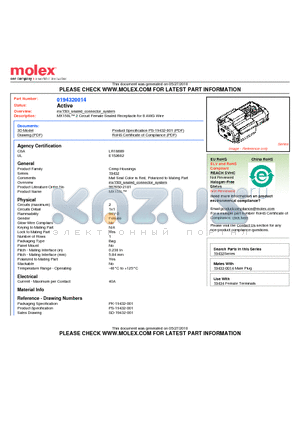 194320014 datasheet - MX150L 2 Circuit Female Sealed Receptacle for 8 AWG Wire