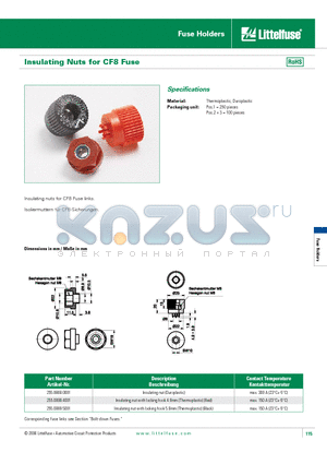 25508994001 datasheet - Insulating Nuts for CF8 Fuse