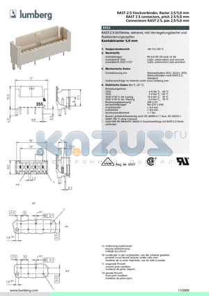 3552 datasheet - RAST-2.5-Steckverbinder, Raster 2,5/5,0 mm