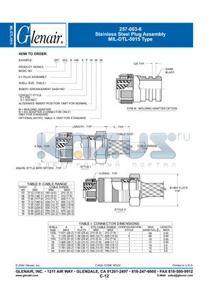 257-003-6-14S-5 datasheet - Stainless Steel Plug Assembly