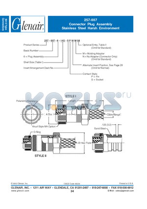 257-007-6-14S datasheet - Connector Plug Assembly Stainless Steel Harsh Environment