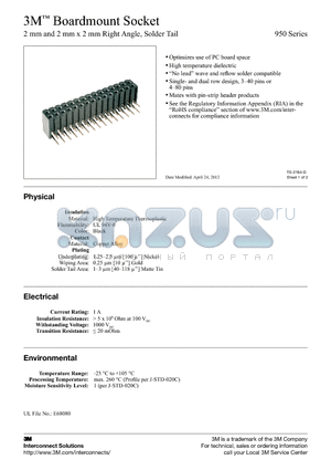 950408-5002-AR datasheet - 3M Boardmount Socket