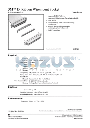 3565-1006 datasheet - 3M D Ribbon Wiremount Socket