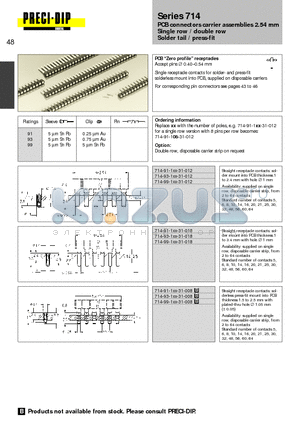 714-93-108-31-008 datasheet - PCB connectors carrier assemblies 2.54 mm Single row / double row Solder tail / press-fit